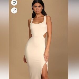 Lulus Cream Cutout Bodycon Midi Dress